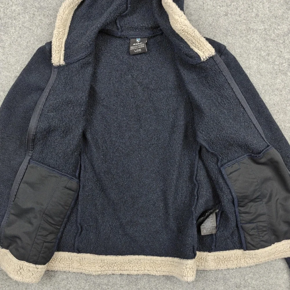 Kuhl Jacket Kids‎ 12 Blue Fleece Hooded Full Zip Lined Pockets Casual Warm